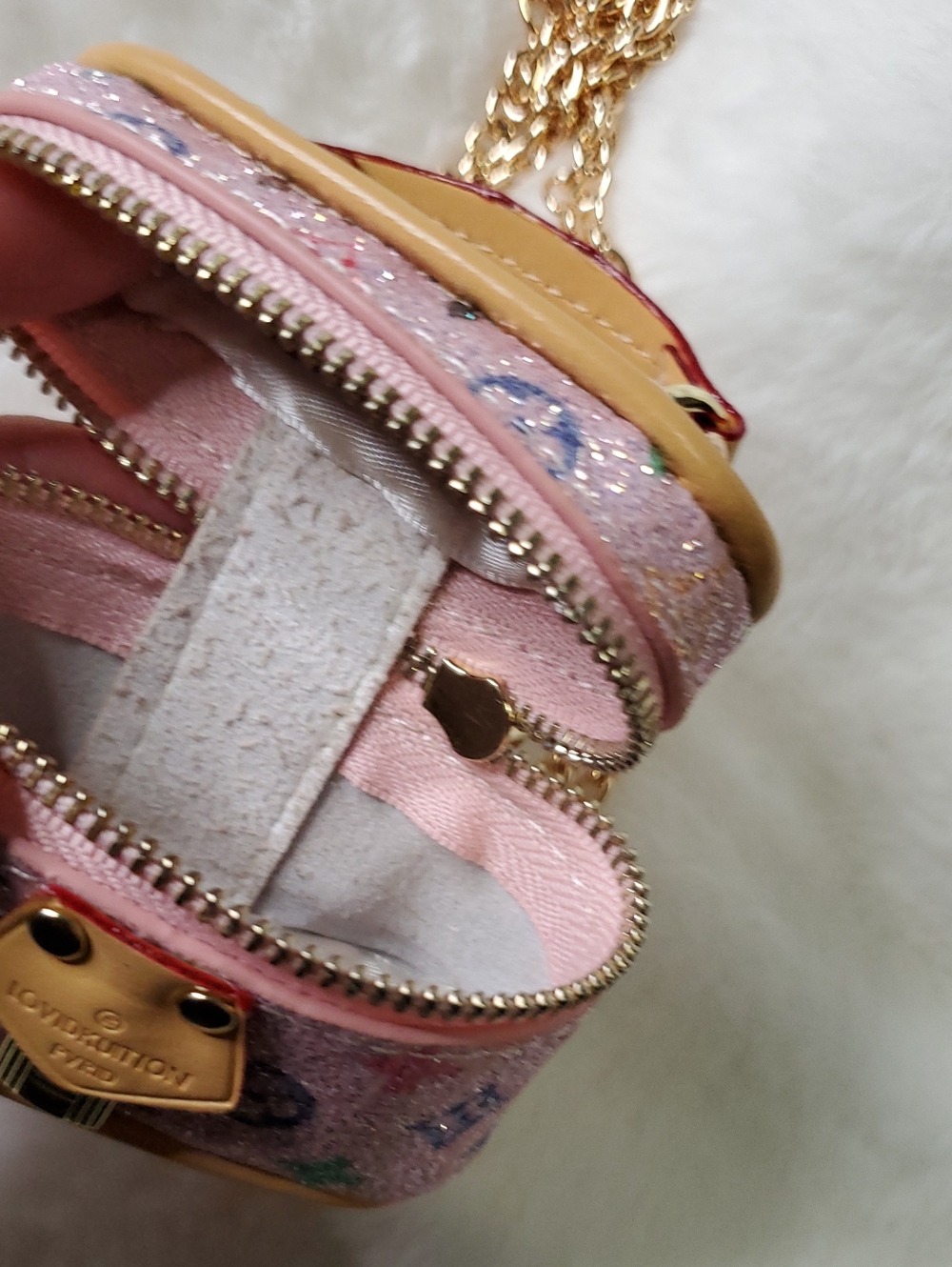 Pink Glitter Mini Crossbody Vanity Bag Or Airpods Case - Picture 5 of 6